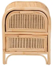 Baxton Studio Adrika Bohemian Rattan 2-Drawer Nightstand