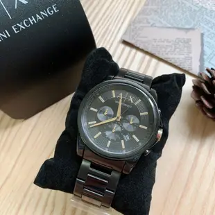 【Ayllon】Armani Exchange AX 鋼錶帶 經典黑框 金指針 三眼 計時 AX2094 男錶 手錶 錶