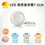 【歐奇-OU CHYI】LED 7W 高亮度崁燈 7.5CM TK-AE001