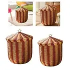 Woven Storage Basket Laundry Hamper Lightweight Dustproof with Lid Laundry