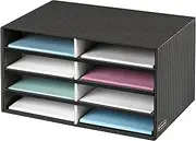 Bankers Box Decorative Eight Compartment Literature Sorter, Letter, Black/Gray Pinstripe (6170301)