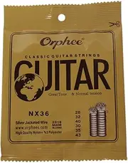YaSao NX36 Nylon Classical Guitar Strings 6pcs Full Set Replacement (.028-.043) Nylon Core Silver Jacketed Wire Normal Tension