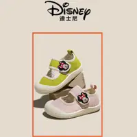 在飛比找蝦皮購物優惠-迪士尼2024新款兒童帆布鞋布鞋女寶寶鞋可愛蝴蝶結軟步行鞋