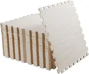 6/12/24-Pack Exercise Mats,Puzzle Exercise Floor Mat,EVA Foam Interlocking Tiles Exercise Fitness Equipment Floor Protection Mat 1cm Thick 60 x 60 cm(White Wood Grain,6-Pack)