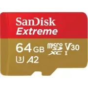SanDisk Extreme 64GB microSDXC Memory Card Class 10 - U3 - V30 - A2 - Read up to