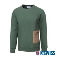 在飛比找momo購物網優惠-【K-SWISS】刷毛圓領上衣 Sweatshirt-男-綠