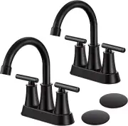 Black Bathroom Faucet for 3 Hole, Homikit 2-Handle Bathroom Sink Faucet Set of 2