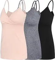 [SUIEK] Nursing Tops Tank Shirt Cami Sleep Bra for Maternity and Breastfeeding