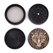 1.9" 4 Part UV Print Leopard Tobacco Hand Muller Smoke Herbal Grinder Spider