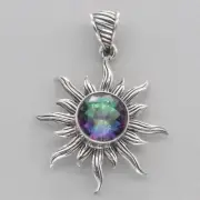 Multi-Color MYSTIC TOPAZ Round Sun Pendant - 925 STERLING SILVER #50e