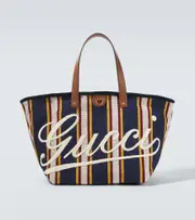 [Gucci] Gucci Gucci Script Large striped tote bag