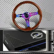 NRG 350MM 3" Deep Dish Steering Wheel Brown Wood Grain Neo Chrome RST-018BR-MC