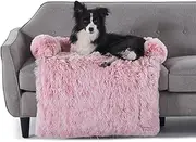 Charlie's Bolster Pet Sofa Protector, Dog & Cat Bed, Waterproof Protection, Removable Plush Cushion Couch Furniture Cover, Machine Washable, Anti-Slip Base, Ombre Pink, XX-Large 120x105x15cm