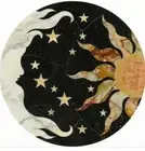 24" Black Marble Side Table Top Unique Inlay Design Pietradura Art