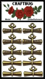 CRAFTBUG METAL EMBELLISHMENTS ANTIQUE ~10 GRADUATE CODE A84-B12