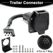 4-Pin Flat to 7-Way Blade Trailer Plug Adapter Tow RV Truck Light Wire Connector