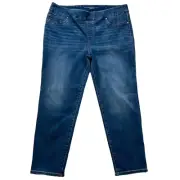 Chicos Womens Jeans sz 16 new nwt $90 Dark Wash Pull On Ankle Cotton x27 Stretch
