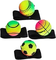 Squishy Wrist Bounce Balls for Boys and Girls 4 Pack Luminous Bouncy Balls Elastic Cords Sensory Toys