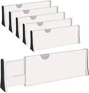 VOLKWELL 11"-17" 4PCS Expandable Drawer Dividers, Adjustable Separators 4" High Drawer Organizers, Silverware & Utensils fit Kitchen, Strong Secure Hold, Foam Ends, Locks in Place (4)