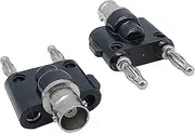 2 Pack BNC Female to Dual Banana Male Adapter, tunghey BNC Female to Dual Banana Male Plug Jack Binding Posts RF Coaxial Adapter BNC to BNC Male Banana Coax Jack Splitter Connector
