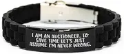 [Generic] Auctioneer Glidelock Clasp Birthday Unique Gift, 'I Am An Auctioneer. To Save Time Let's Just Assume I'm Never Wrong.' Funny Quote, Adjustable Silicone Wristband, Small, Silicone, no gemstone