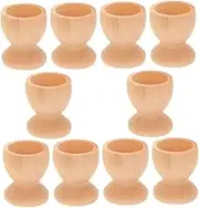 ERINGOGO 10Pcs DIY Wooden Egg Holders Hand Painted Cartoon Egg Cups for Crafts to Enhance Creativity and Safety