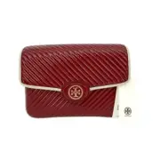 TORY BURCH Robinson Patent Quilted Shoulder Bag in Brick
