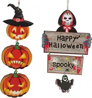 For Halloween Decoration, Outdoor Halloween Decoration, Indoor Halloween Decoration, Halloween Wooden Hanging Sign, Skeletons, Pumpkins, For Halloween