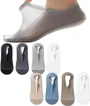 [Generic] Zeanaturals Ultra Thin Liner Non Slip No Show Socks, Soft Breathable Ice Silk Sock, Unisex Low Cut Liner Sock, 8pairs, One Size, 8pairs, One Size