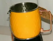 MOSCOW MULE MUG HAMMERED YELLOW COPPER HANDLE CUP STAINLESS 20oz HOT COLD NEW!