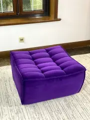 Ethnicraft N701 Custom Modular Sofa & Sectional Couch Purple Velet Ottoman Pouf