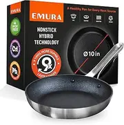 [Emura] Professional 10 inch Non Stick Frying Pan | Cookware Aluminum Nonstick Coating Skillet | PFOA and PTFE Free, Scratch Resistant, Induction & Oven Safe Cooking | All stovetops