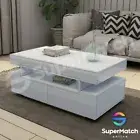Modern 4 Drawers High Gloss Coffee Table Storage Living Room Furniture White New