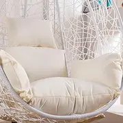 ESPRAL Hanging Chair Cushion - Waterproof Garden Hammock Swing Cushion, Thickened Patio Egg Chair Cushion, Washable Basket Cushion, White