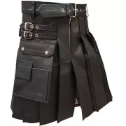 Leather kilts for men with belt closer and side buckel design with huge pocket