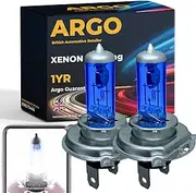 Argo H4 Headlight Bulbs 55w Xenon White 6000k 12v Car Headlight Bulb High Low Dipped Main Beam Headlamp Super Bright Halogen Upgrade Car Light Bulbs 472 P43t 472c Headlight Bulbs