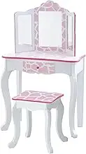 Fantasy Fields Gisele Giraffe Kids Vanity Table & Stool, White & Pink
