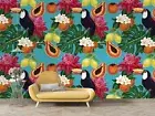 3D Parrot Fruit Leaves Pattern Self-adhesive Removeable Wallpaper Wall Mural