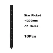 10 x Star Picket Steel Post 1200mm, Black Y Post