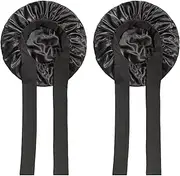 [Lizbin] 2Pcs Satin Bonnet Silk Bonnet for Sleeping Women Silk Bonnet, Hair Bonnet for Sleeping, Satin Bonnet for Sleeping, Sleep Bonnets for Women, Sleep Cap for Curly Hair with Tie Band (Black)