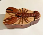 Handcrafted Lobster Design Wood Puzzle Box . New