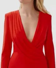 $275 Aidan By Aidan Mattox Women's Red Plunge Neck Gown Dress Size 2