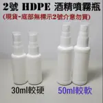 HDPE 酒精噴霧瓶/2號噴霧瓶30ML與50ML/HDPE酒精噴霧瓶/2號塑膠噴霧瓶/台糖75%酒精/台酒75%酒精