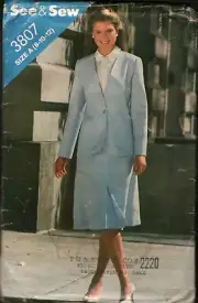 Uncut Vintage Butterick Sewing Pattern 8 10 12 Skirt Jacket 3807