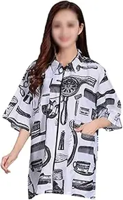 FRCOLOR Hairdresser Grooming Smocks Barber Work Clothes Soft Fabric Zipper Closure Home Hair Must-have