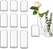 Glasseam Glass Bud Vases for Centerpieces - Clear Small Flower Vases, Set of 12, Handmade Modern Decorative Vases for Flowers, Wedding Centerpiece, Dining Table Decoration
