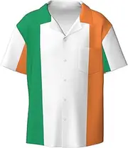 [EdWal] Irish Flag Print Men's Print T Shirts Short Sleeve Polo Shirts Casual Summer Beach Shirt for Men