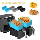 2Pcs Air Fryer Silicone Pot Reusable Air Fryer Liner Air Fryer Baking Pan-~ .q