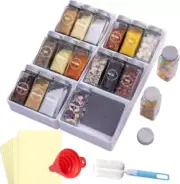 [With 18 Spice Jars] Spice Rack Drawer Organiser Insert Drawer Spice Jars Organi