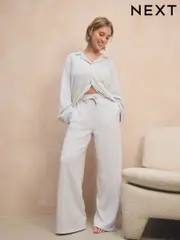 Grey Jersey Textured Button Through Pyjamas (AA0092) | $71